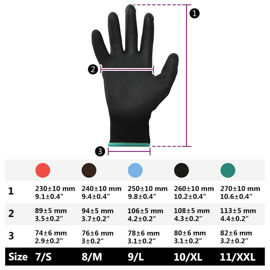 Werkhandschoenen 12 pcs Zwart 11 / XXL Polyester