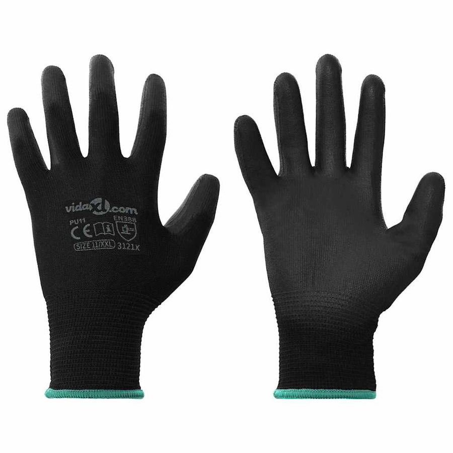 Werkhandschoenen 24 pcs Zwart 11 / XXL Polyester