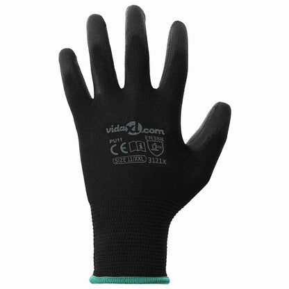 Werkhandschoenen 24 pcs Zwart 11 / XXL Polyester