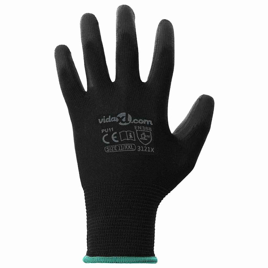 Werkhandschoenen 24 pcs Zwart 11 / XXL Polyester
