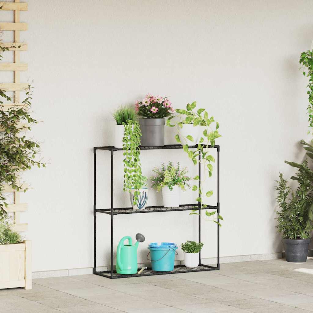 3-laags plantenstandaard Zwart 100 x 32 x 102 cm Staal