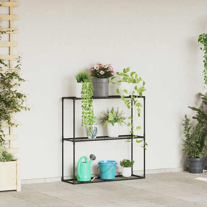 3-laags plantenstandaard Zwart 100 x 32 x 102 cm Staal