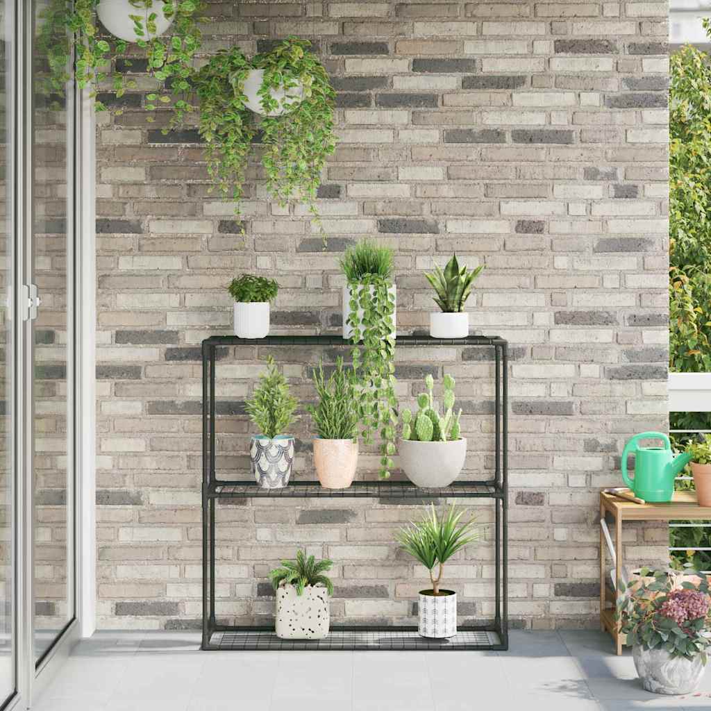 3-laags plantenstandaard Zwart 100 x 32 x 102 cm Staal