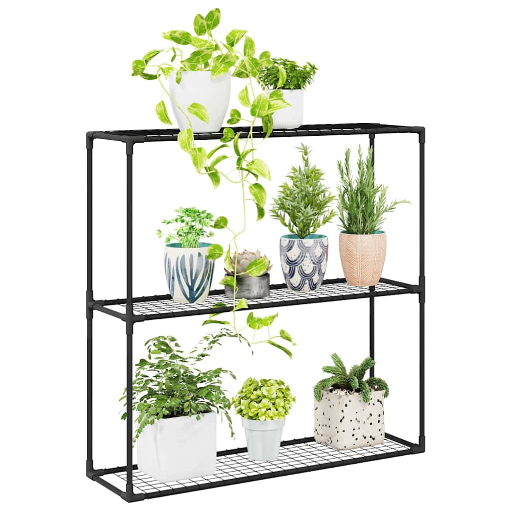 3-laags plantenstandaard Zwart 100 x 32 x 102 cm Staal