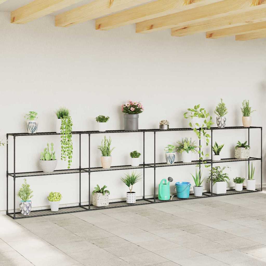 3-laags plantenstandaard Zwart 400 x 32 x 104 cm Staal