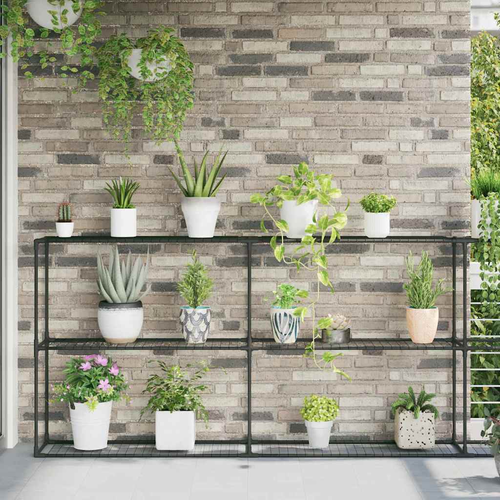 3-laags plantenstandaard Zwart 400 x 32 x 104 cm Staal