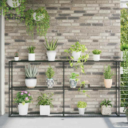 3-laags plantenstandaard Zwart 400 x 32 x 104 cm Staal