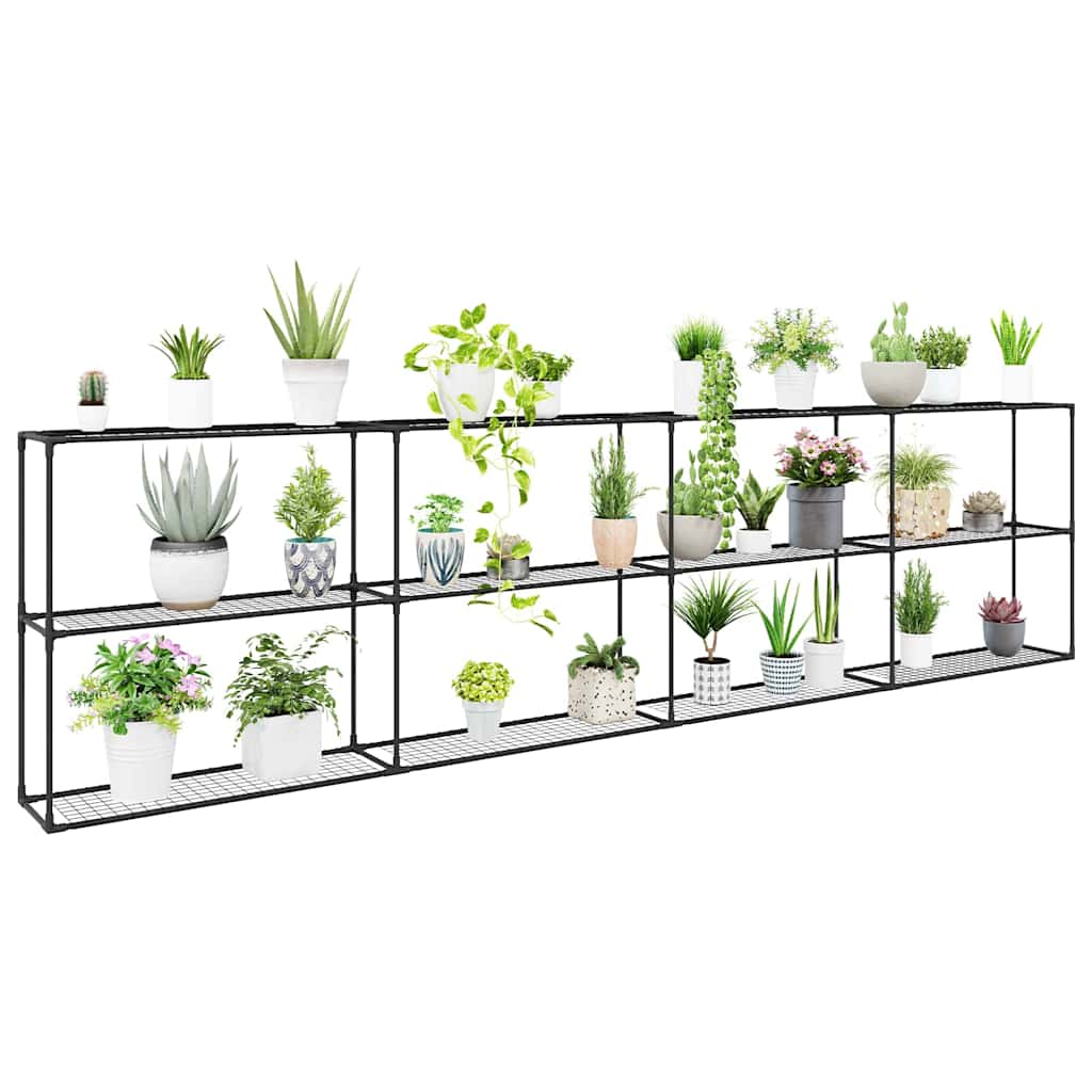 3-laags plantenstandaard Zwart 400 x 32 x 104 cm Staal