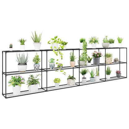 3-laags plantenstandaard Zwart 400 x 32 x 104 cm Staal