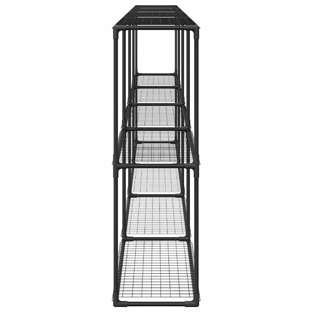 3-laags plantenstandaard Zwart 400 x 32 x 104 cm Staal