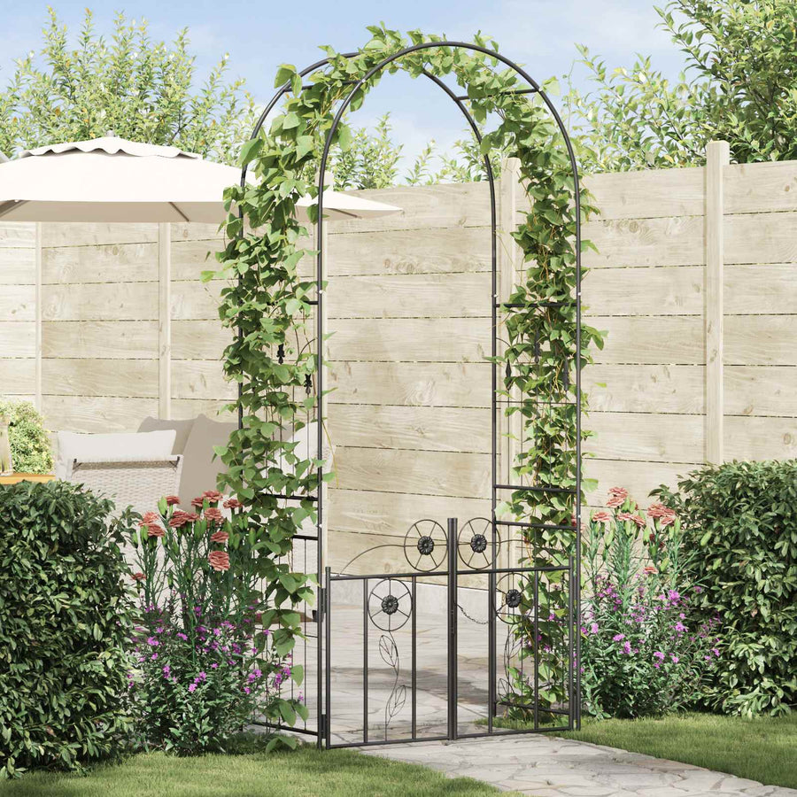 Tuin Boog Effen Zwart 102 x 50 x 218 cm