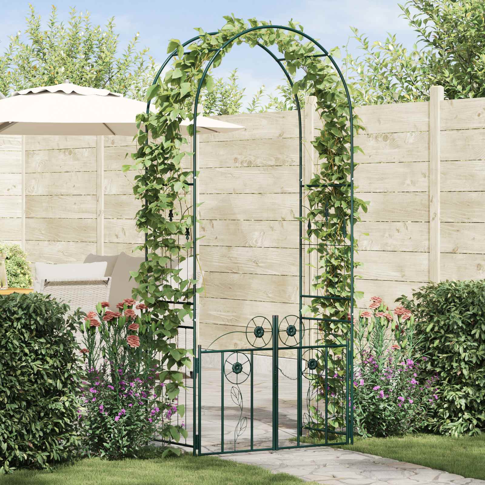 Tuin Boog Effen Groen 102 x 50 x 218 cm