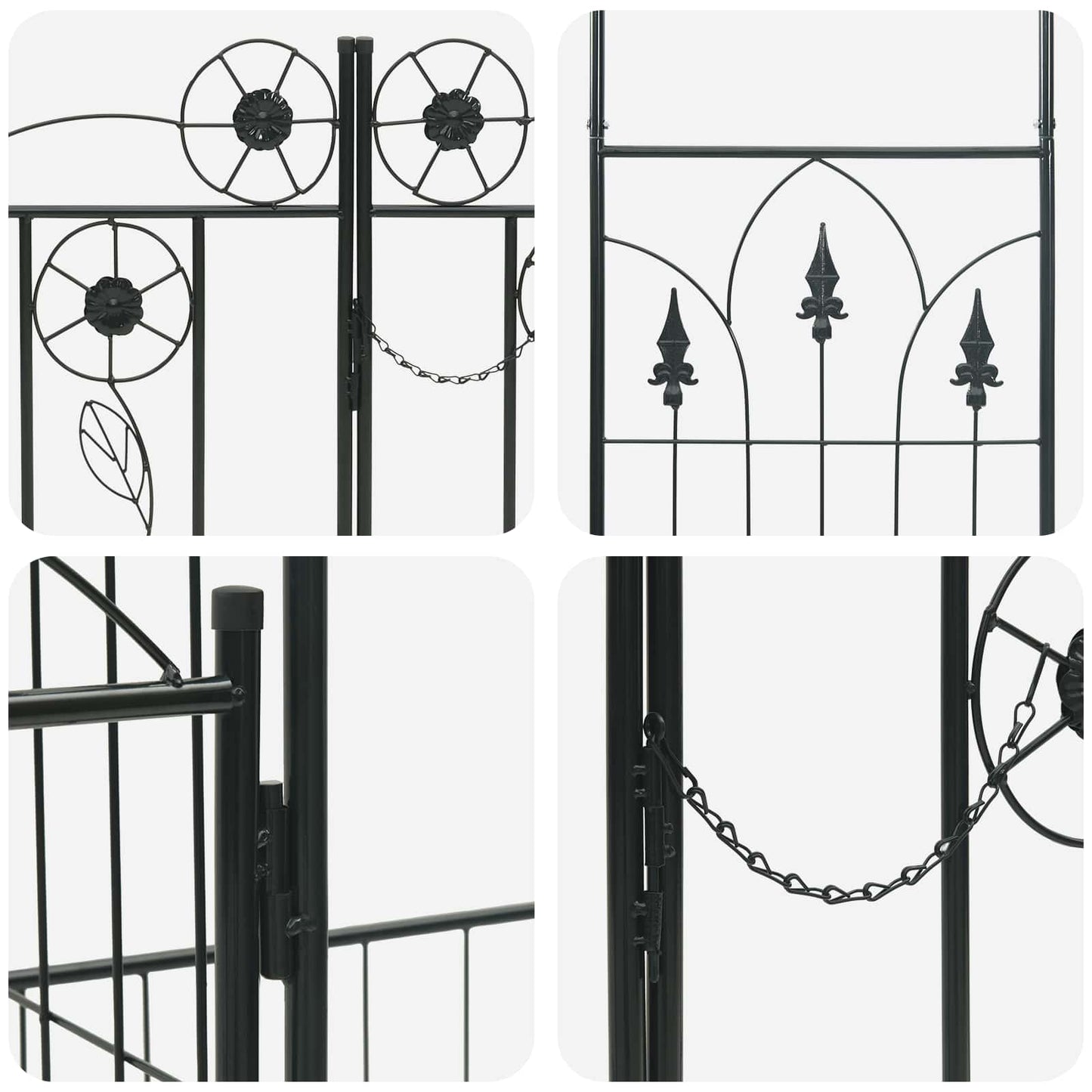 Tuin Boog Effen Zwart 203 x 50 x 218 cm