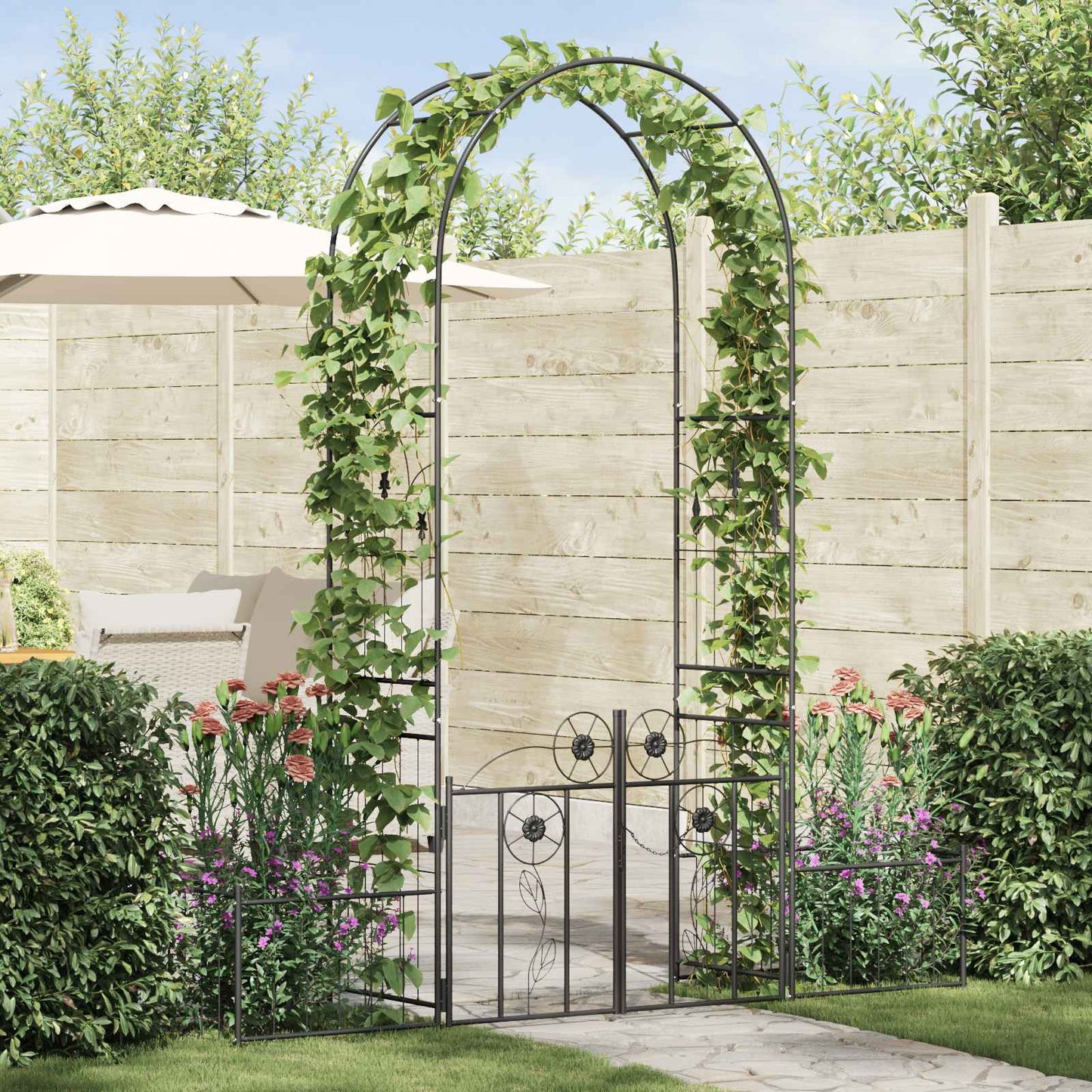 Tuin Boog Effen Zwart 203 x 50 x 218 cm