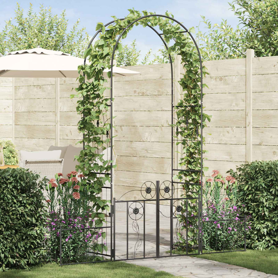 Tuin Boog Effen Zwart 203 x 50 x 218 cm