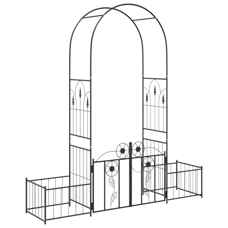 Tuin Boog Effen Zwart 203 x 50 x 218 cm