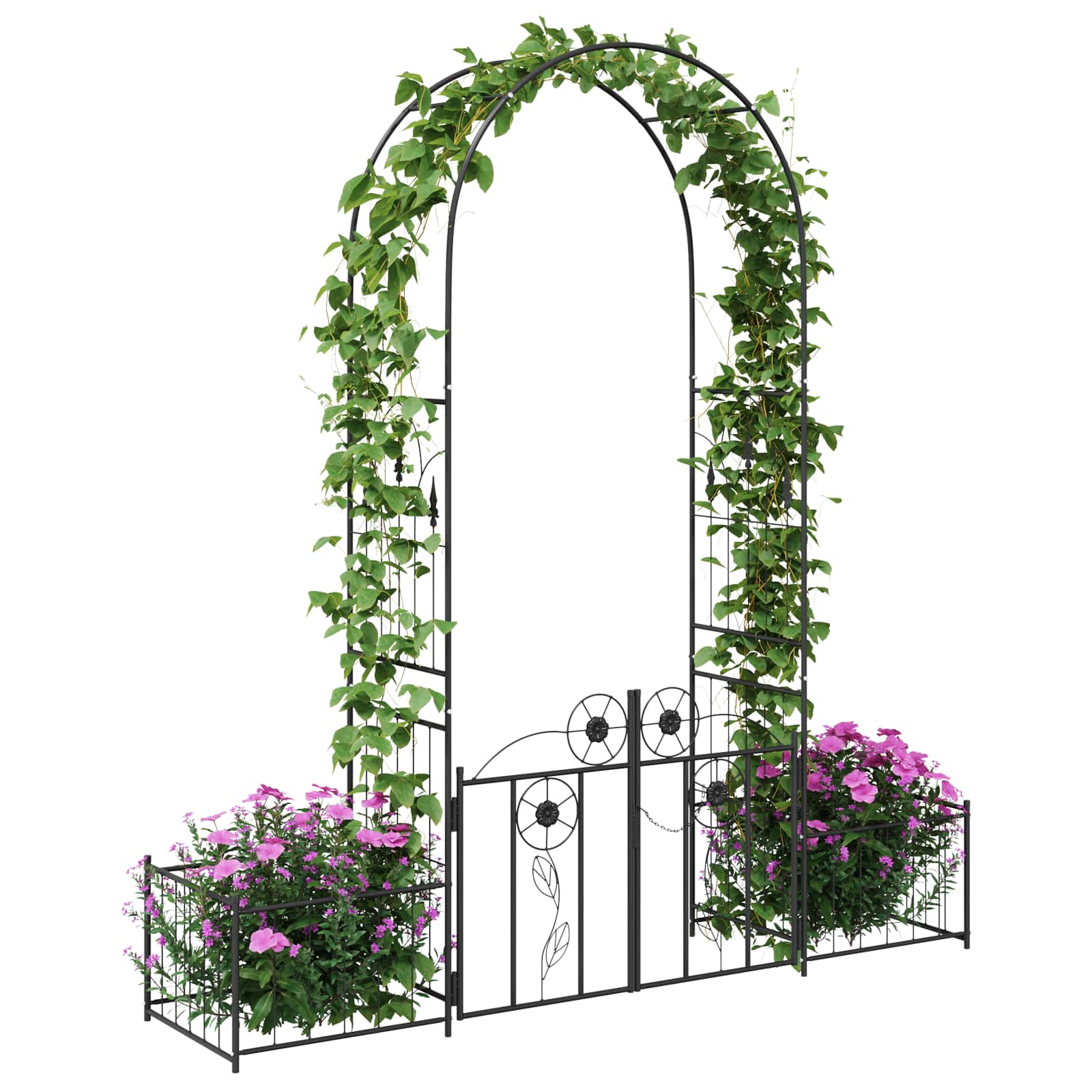 Tuin Boog Effen Zwart 203 x 50 x 218 cm