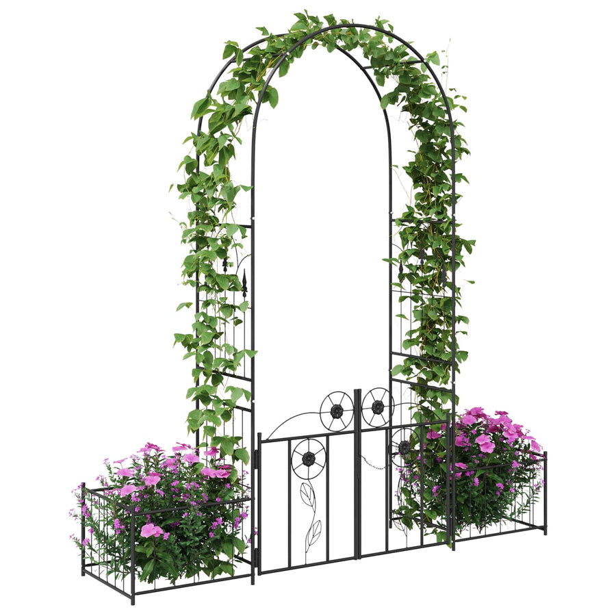 Tuin Boog Effen Zwart 203 x 50 x 218 cm
