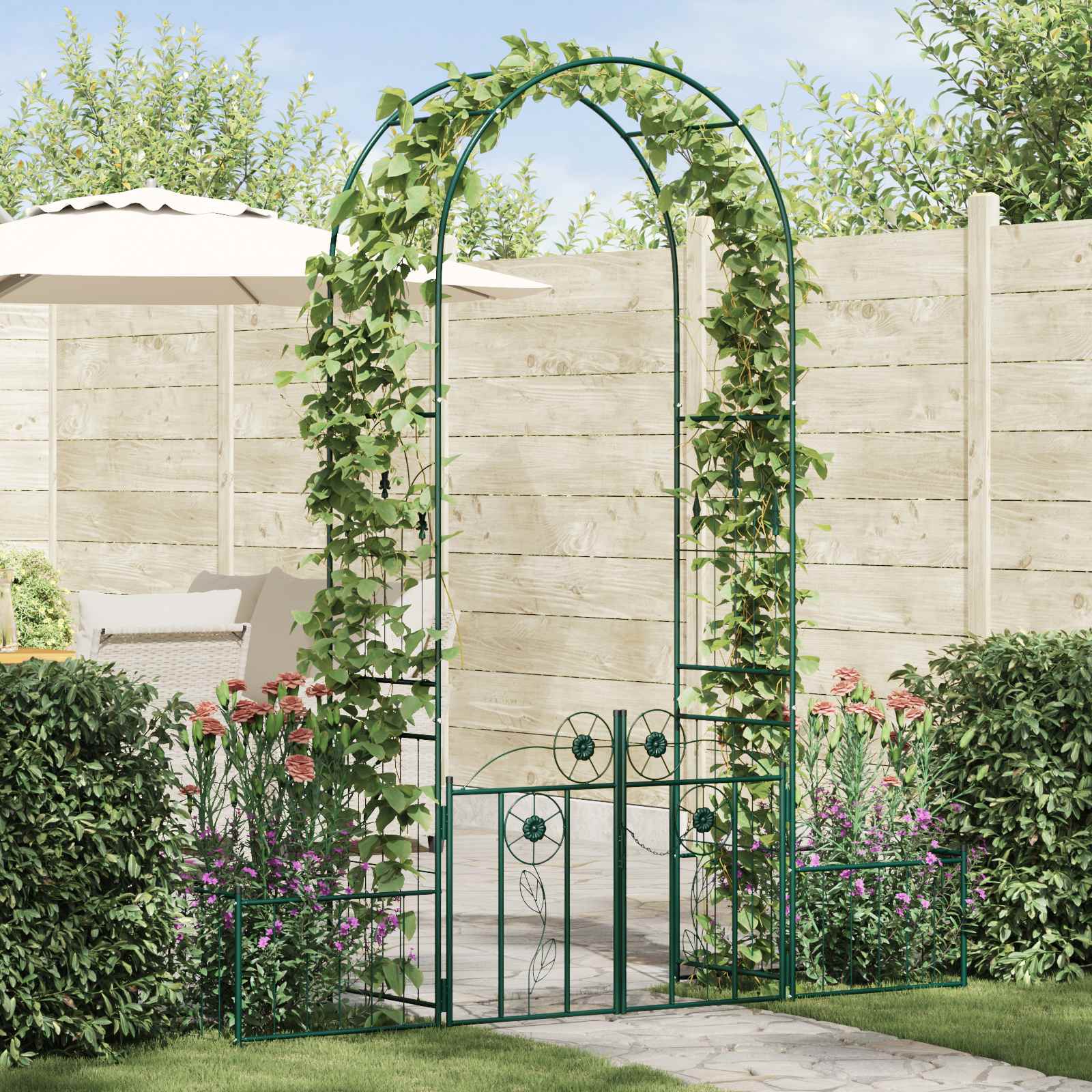 Tuin Boog Effen Groen 203 x 50 x 218 cm