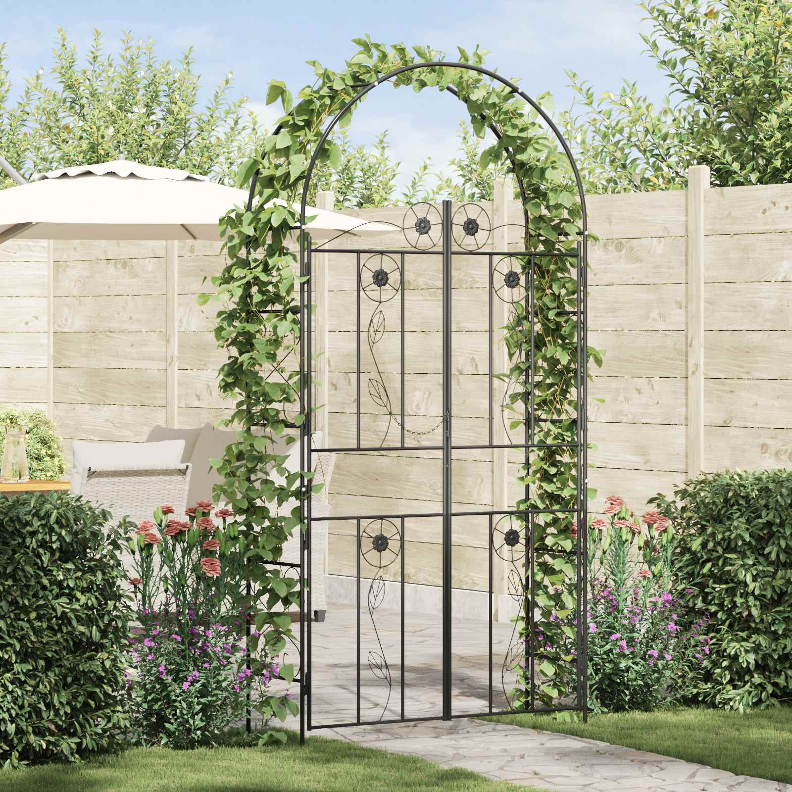 Tuin Boog Effen Zwart
