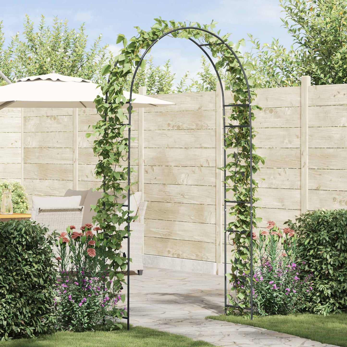 Tuin Boog Bloemen Zwart