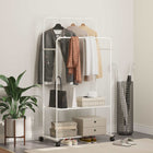 Kledingrek met plank en wielen wit 80x53x156 cm