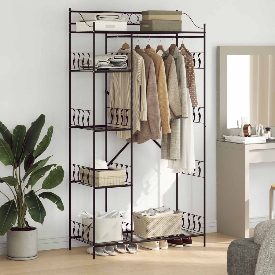 Open Kledingkast met plank Zwart 100 x 43 x 188 cm Staal