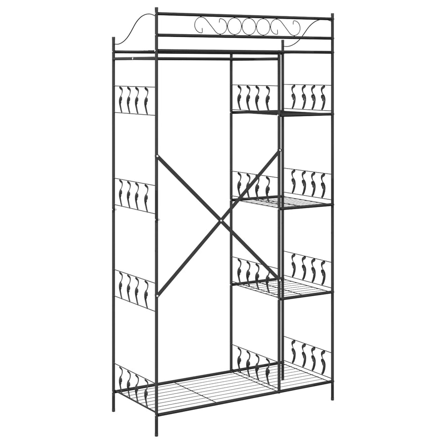Open Kledingkast met plank Zwart 100 x 43 x 188 cm Staal