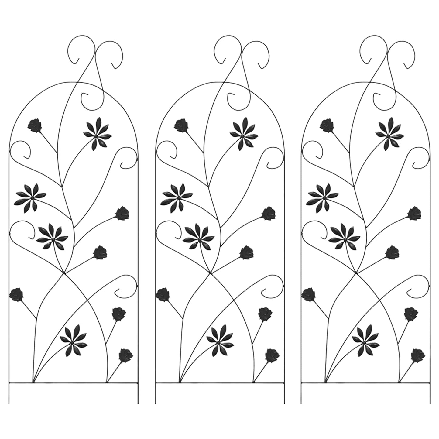 Tuinhek 3 pcs Zwart 112 x 40 cm Staal
