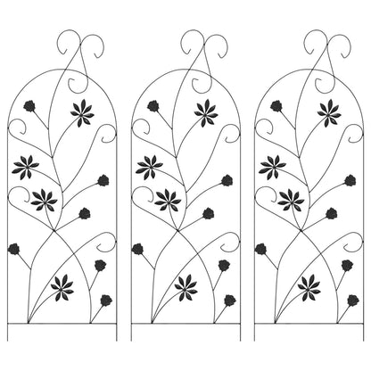 Tuinhek 3 pcs Zwart 112 x 40 cm Staal