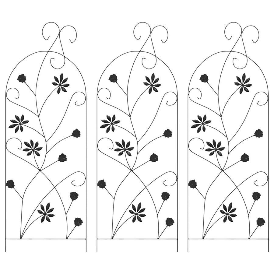 Tuinhek 3 pcs Zwart 112 x 40 cm Staal