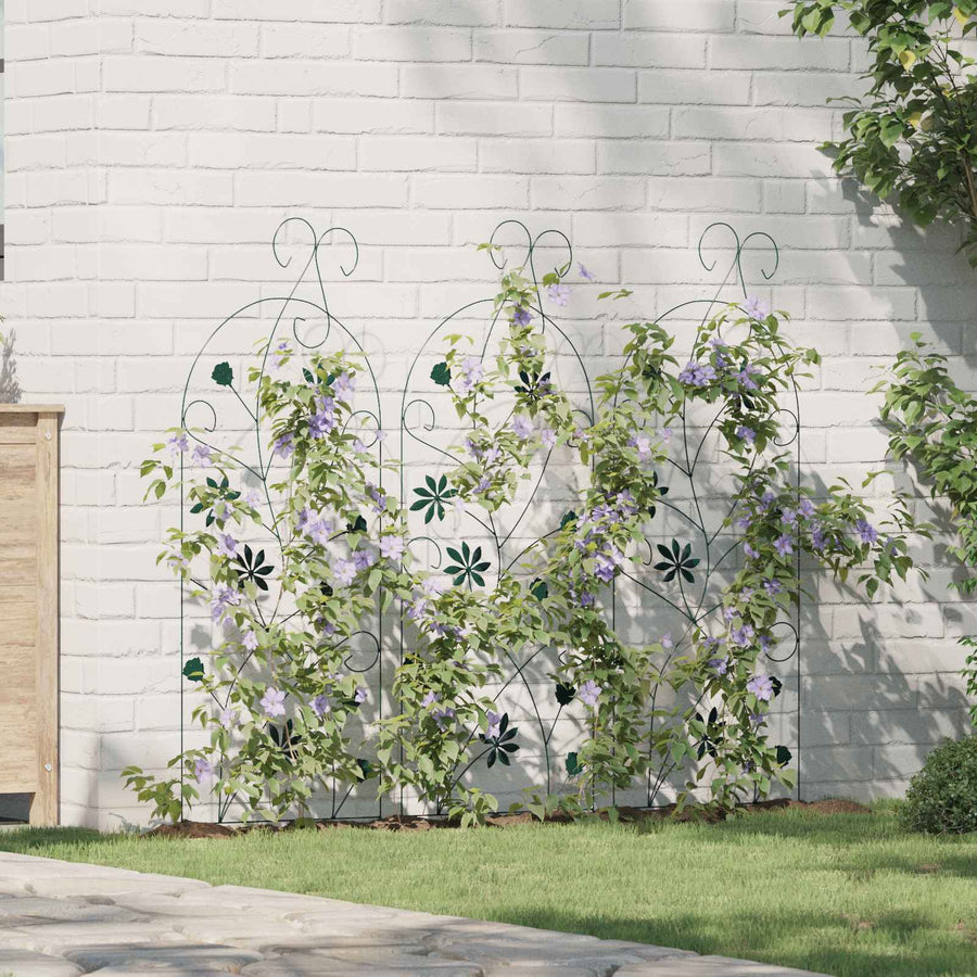 Tuinhek Latwerk 3 pcs Groen 112 x 40 cm Staal