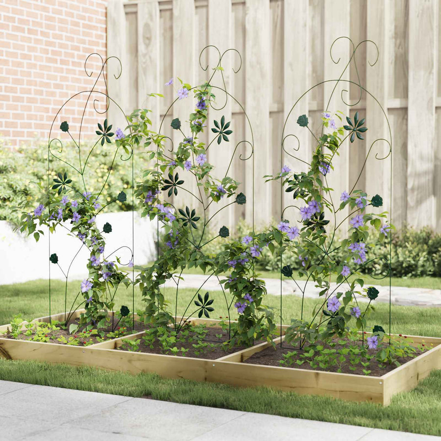 Tuinhek Latwerk 3 pcs Groen 112 x 40 cm Staal