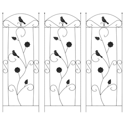 Tuinhek Latwerk 3 pcs Zwart 112 x 40 cm Staal