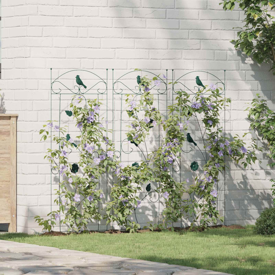 Tuinhek Latwerk 3 pcs Groen 112 x 40 cm Staal
