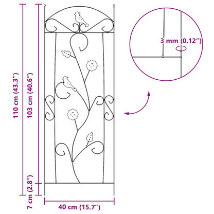 Tuinhek Latwerk 3 pcs Groen 112 x 40 cm Staal