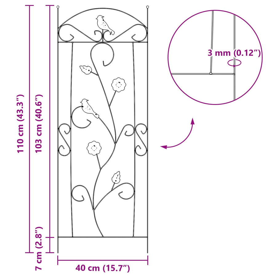 Tuinhek Latwerk 3 pcs Groen 112 x 40 cm Staal