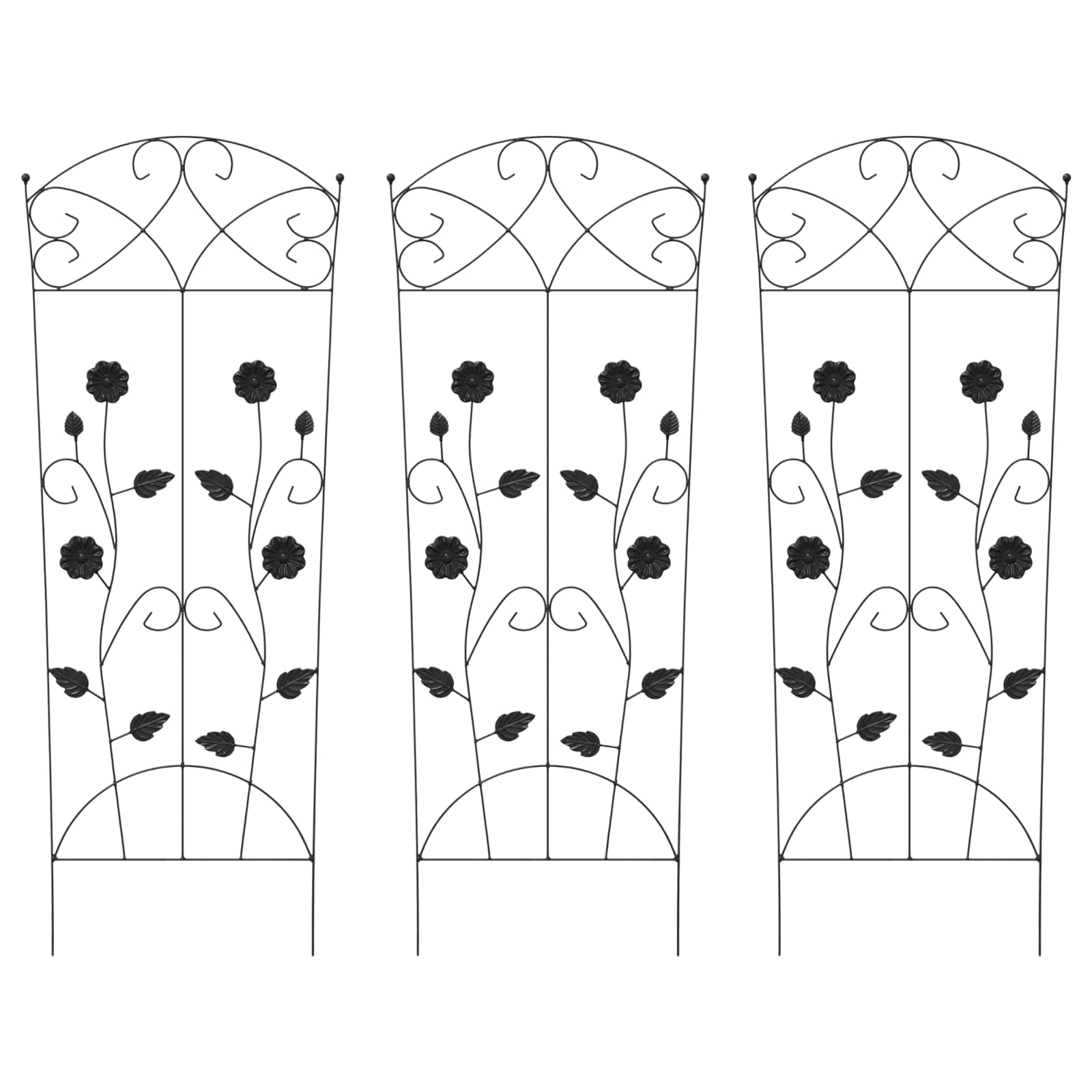 Tuinhek Latwerk 3 pcs Zwart 112 x 40 cm Staal
