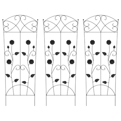 Tuinhek Latwerk 3 pcs Zwart 112 x 40 cm Staal