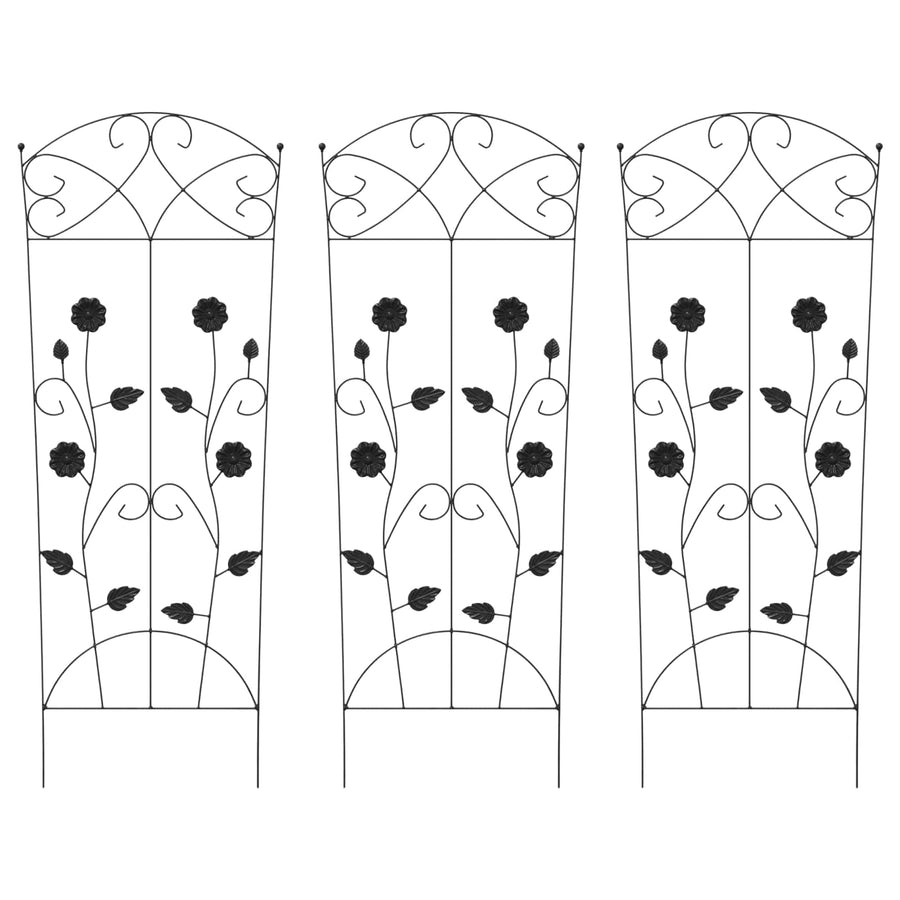Tuinhek Latwerk 3 pcs Zwart 112 x 40 cm Staal