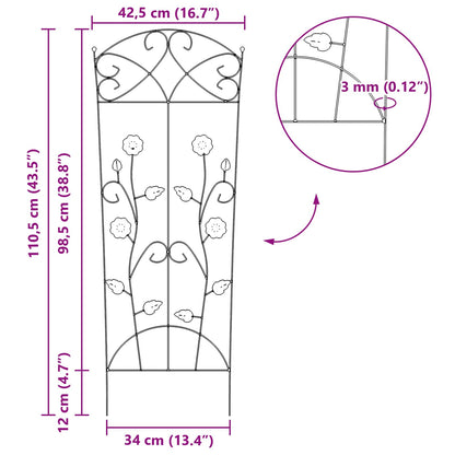 Tuinhek Latwerk 3 pcs Groen 112 x 40 cm Staal