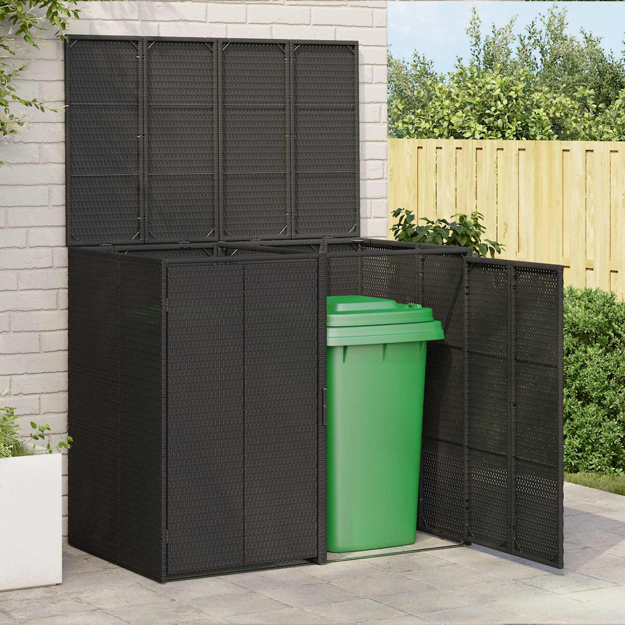 Afvalbak Box 2 pcs Zwart 65 x 80 x 115 cm Polyetheen