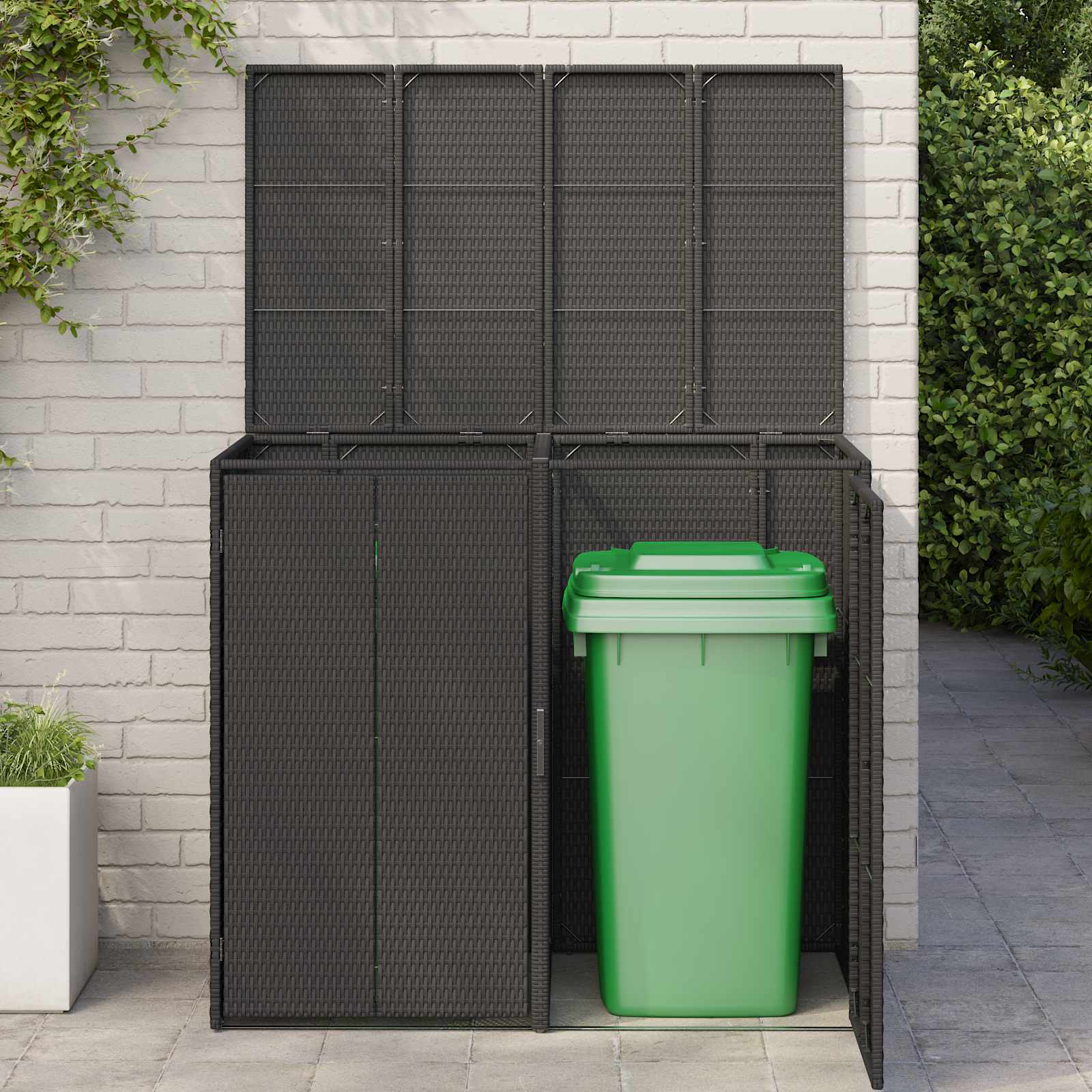 Afvalbak Box 2 pcs Zwart 65 x 80 x 115 cm Polyetheen