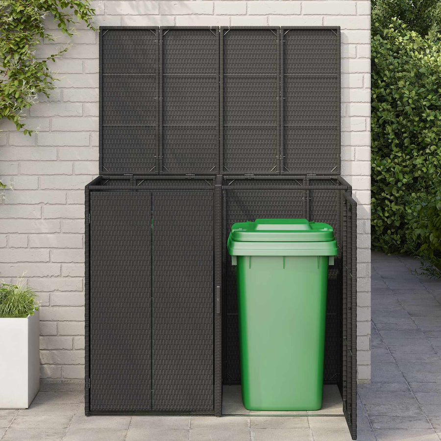Afvalbak Box 2 pcs Zwart 65 x 80 x 115 cm Polyetheen