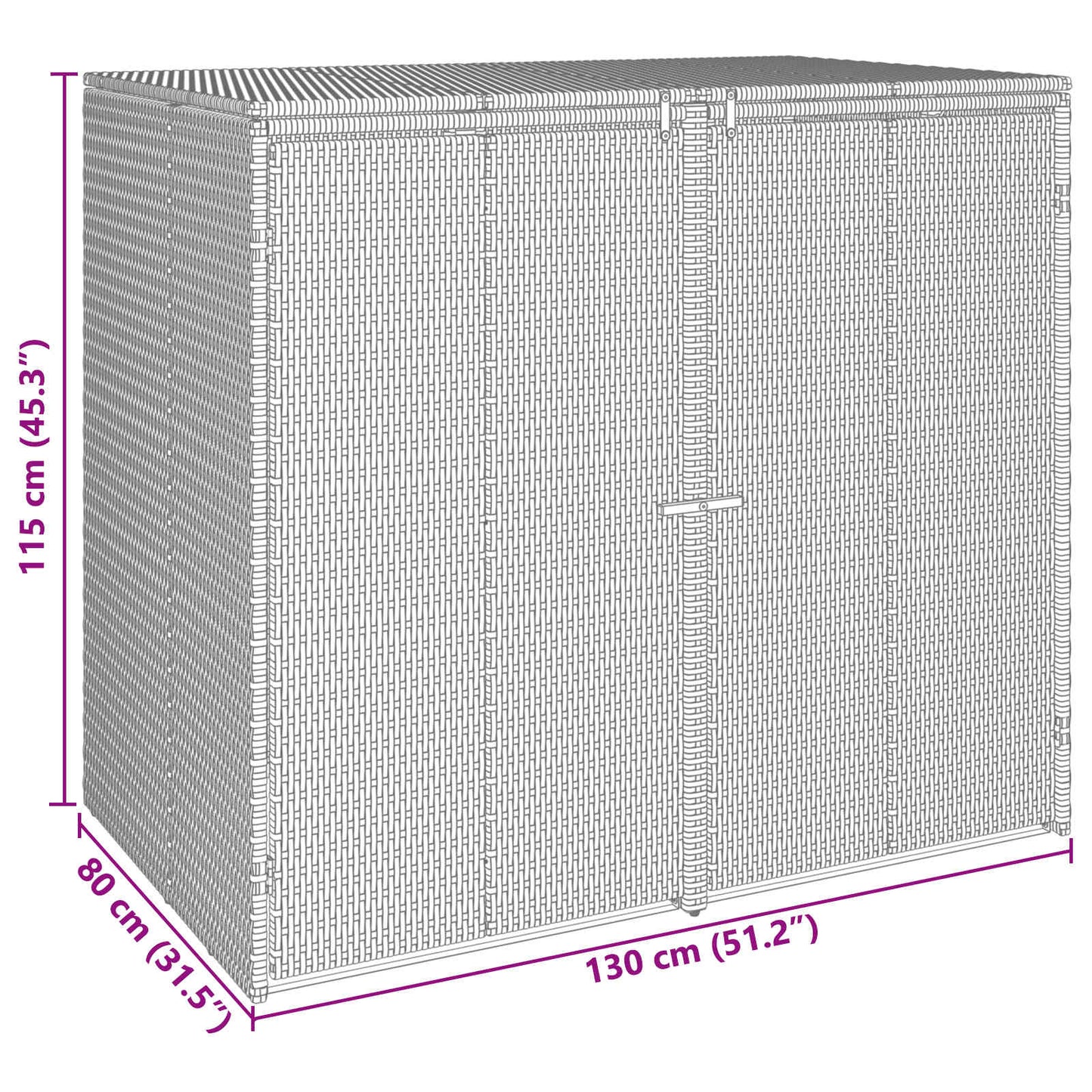 Afvalbak Box 2 pcs Zwart 65 x 80 x 115 cm Polyetheen