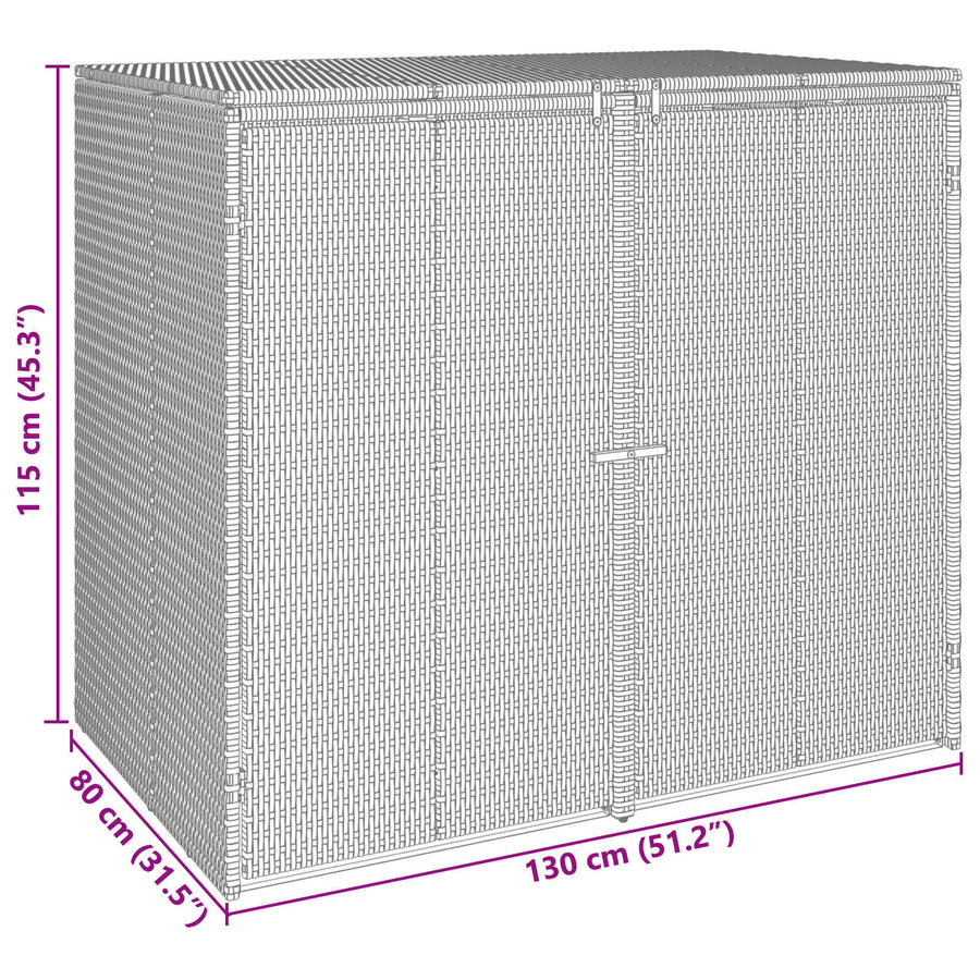 Afvalbak Box 2 pcs Zwart 65 x 80 x 115 cm Polyetheen