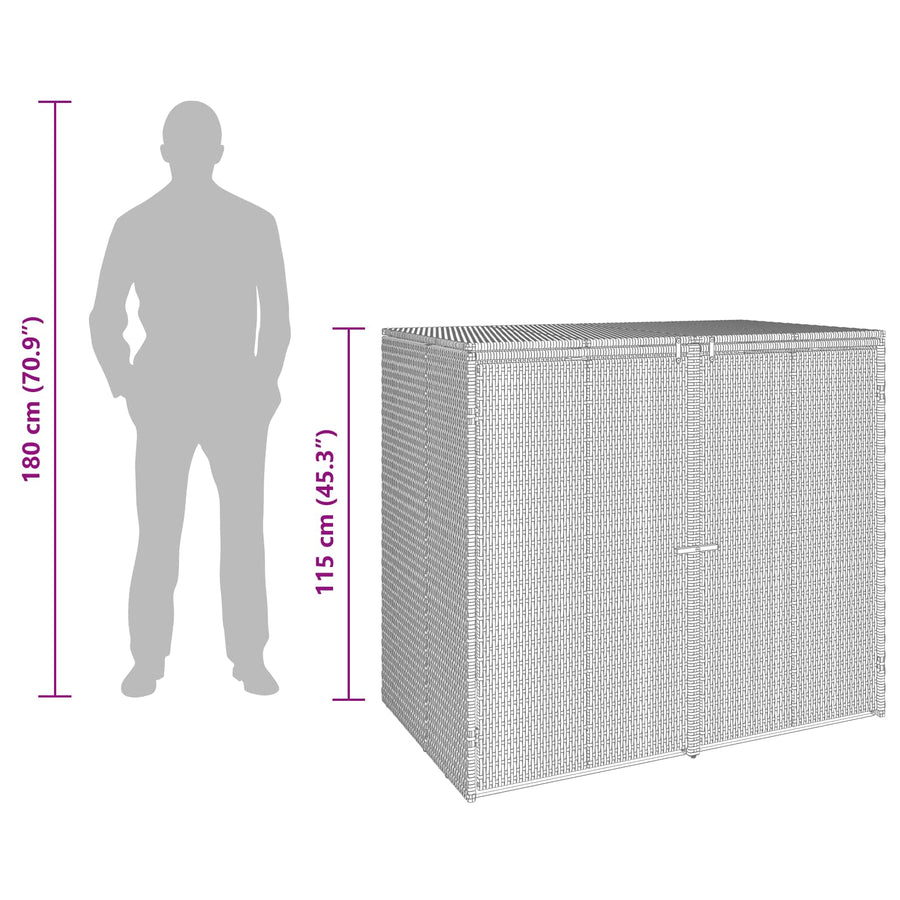 Afvalbak Box 2 pcs Grijs 65 x 80 x 115 cm Polyetheen