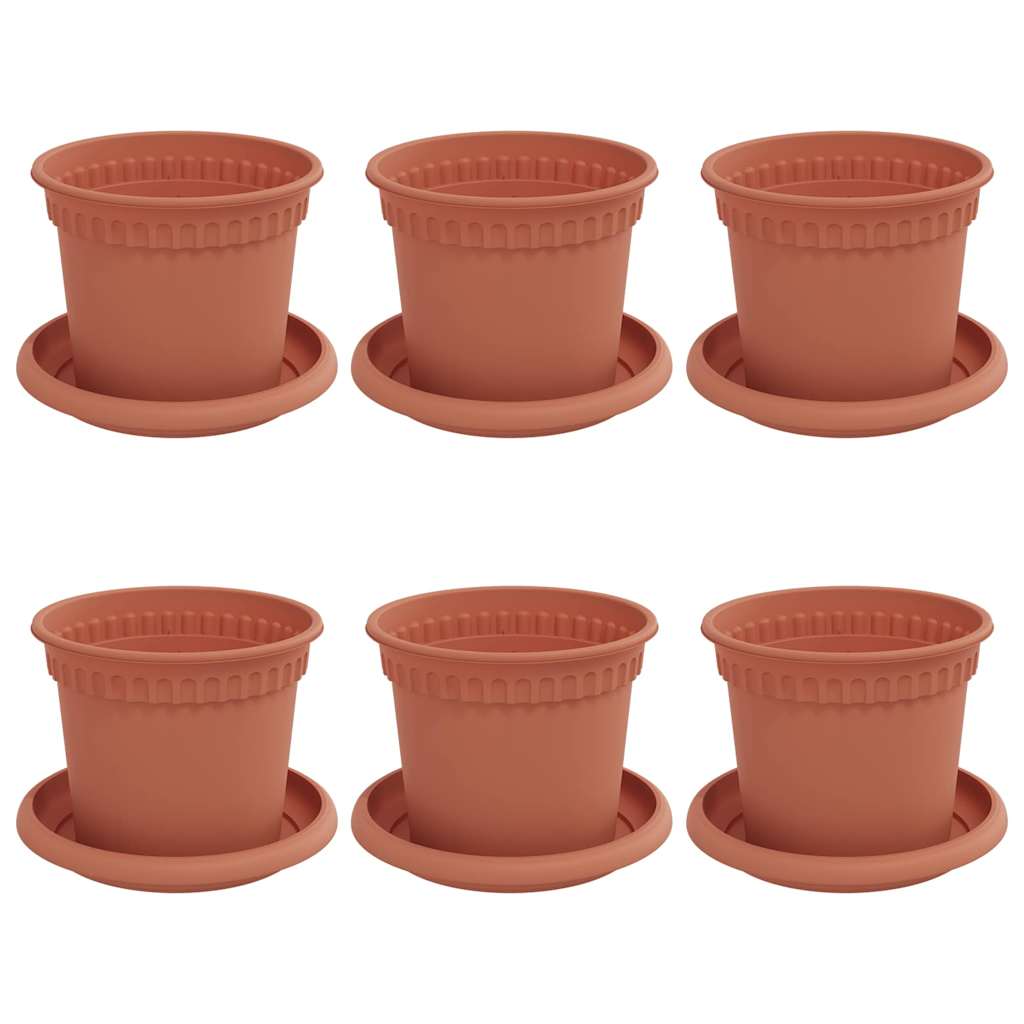 Plantenpotten 6 pcs Baksteenrood Ø 12,5 x 10 cm Kunststof