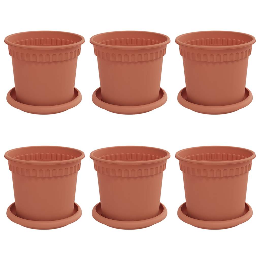 Plantenpotten 6 pcs Baksteenrood Ø 15 x 12 cm Kunststof