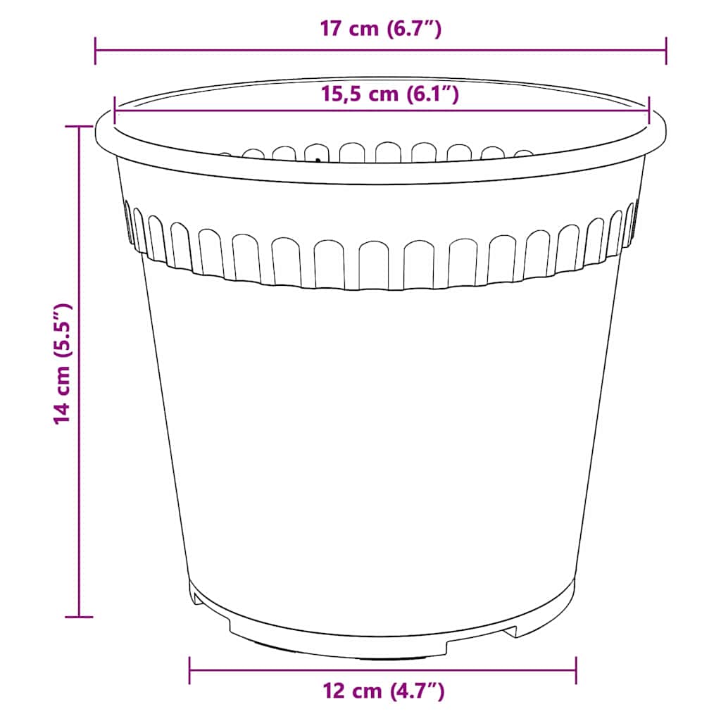 Plantenpotten 6 pcs Baksteenrood Ø 17 x 14 cm Kunststof